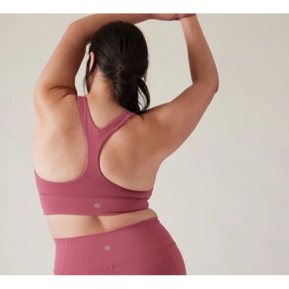 Athleta S Transcend Plunge Sports Bra Small D-DD Berry Rose Red - Picture 5 of 8